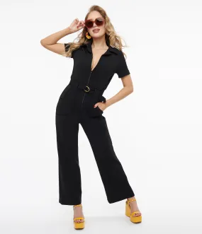 1960s Black California Shake Belted Jumpsuit