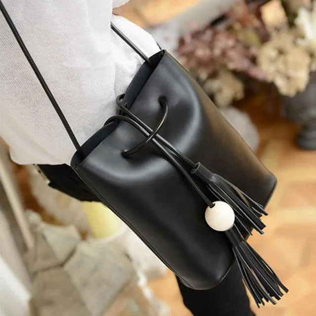 2016 Women Bag Women Tassel Leather Satchel Handbag Shoulder Tote Messenger Crossbody Bag bolsa feminina para mujer #25