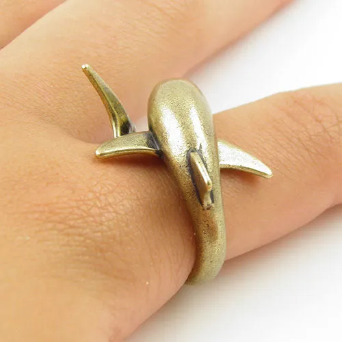 Animal Wrap Ring - Shark - Yellow Bronze - Adjustable Ring