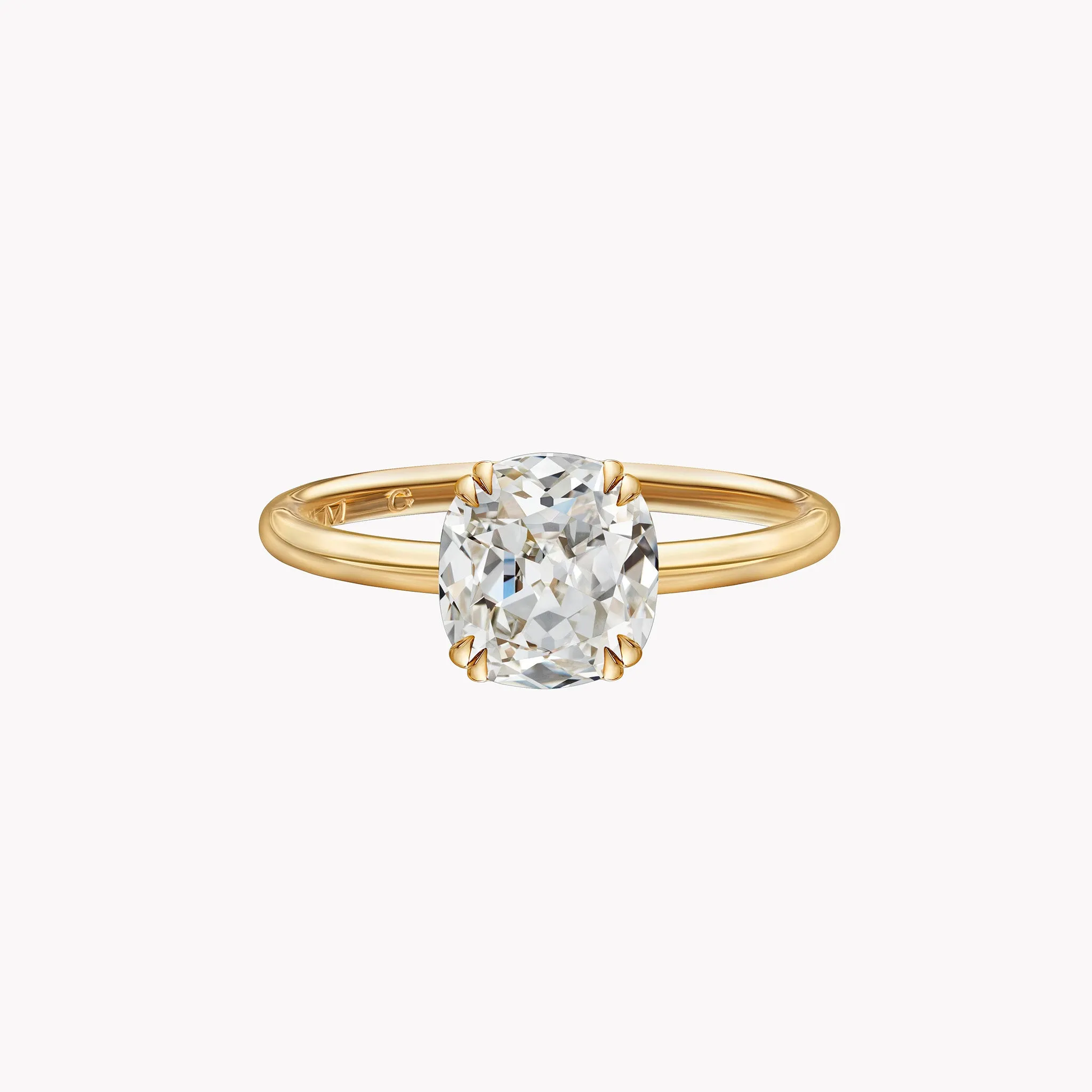 Antique Cut Cushion Solitaire Engagement Ring