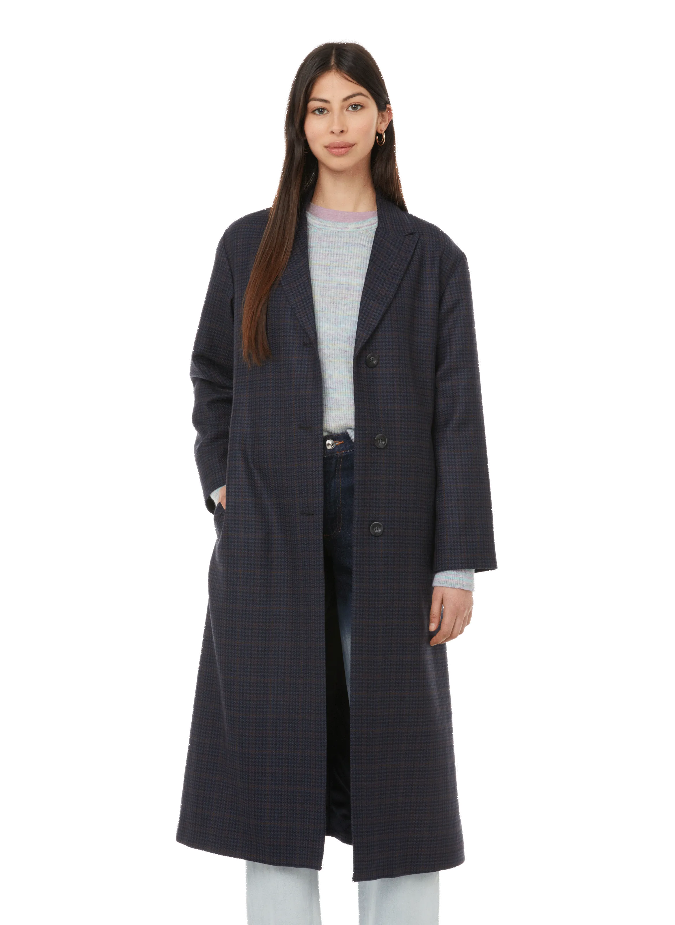 A.P.C.  Ania dogtooth-print virgin wool coat - Blue