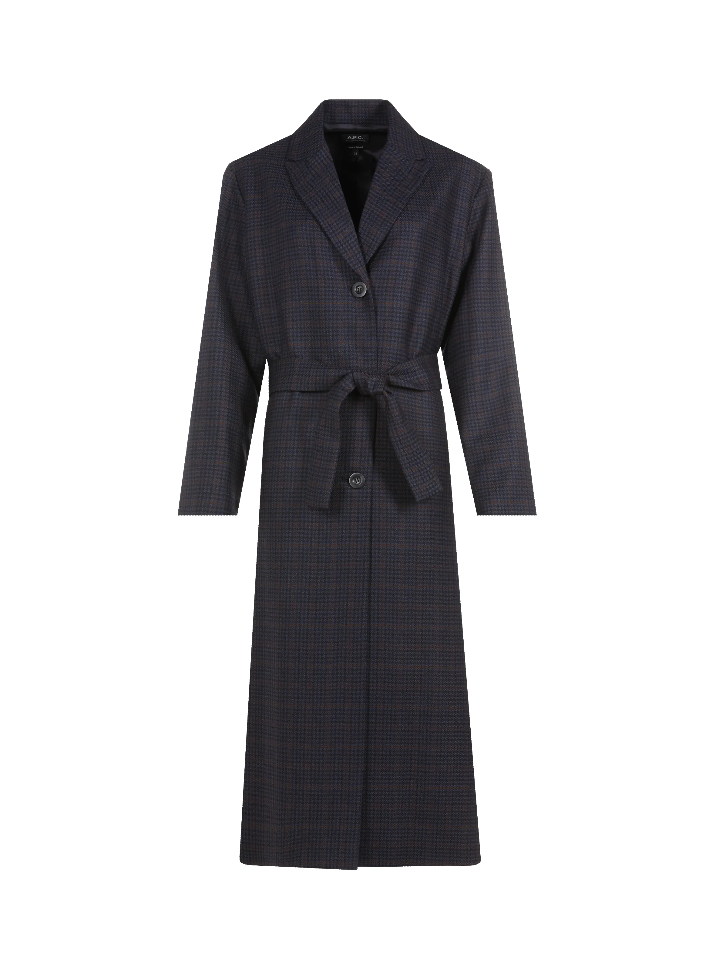 A.P.C.  Ania dogtooth-print virgin wool coat - Blue