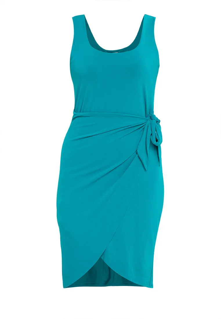 Axton Sleeveless Wrap Contour Dress