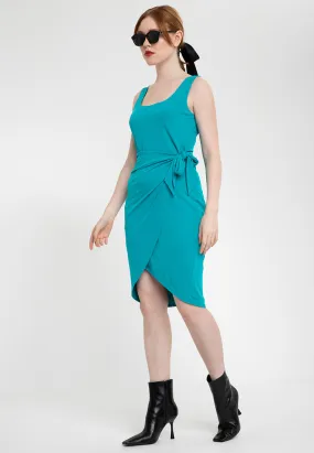 Axton Sleeveless Wrap Contour Dress