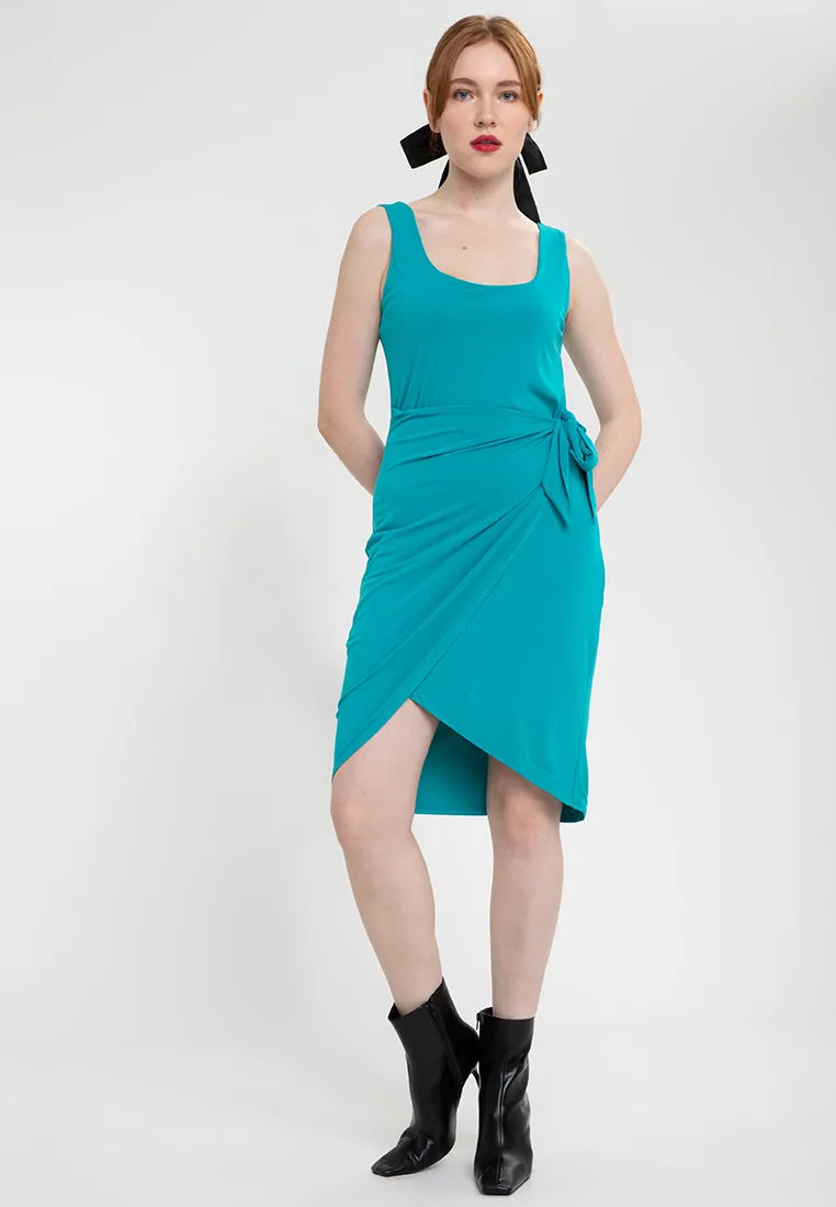 Axton Sleeveless Wrap Contour Dress