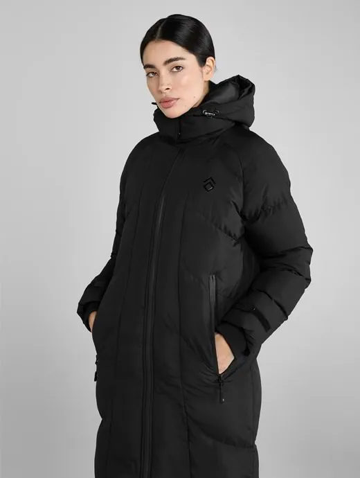 Aztec Diamond Long Riding Puffer Coat Black