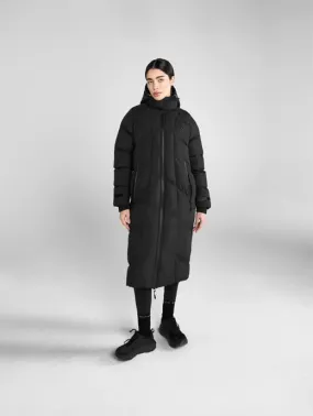 Aztec Diamond Long Riding Puffer Coat Black