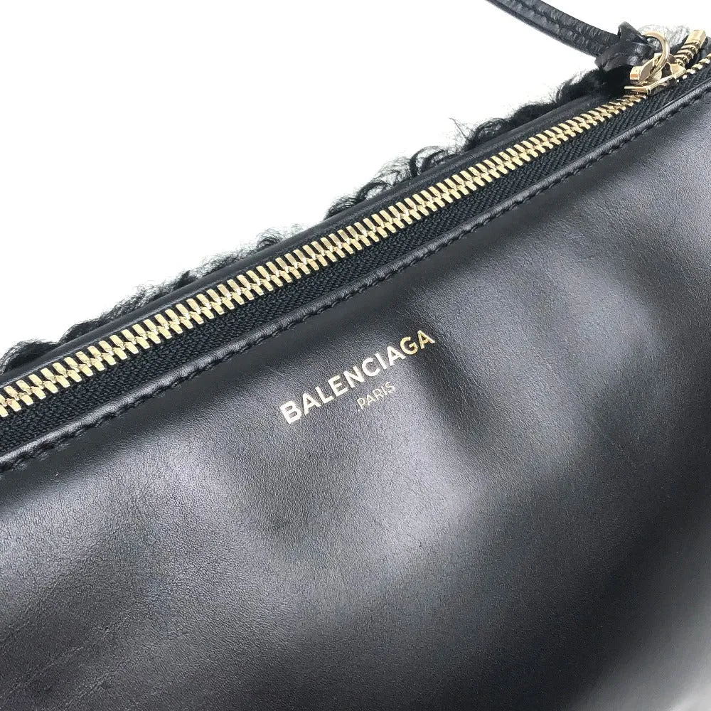 BALENCIAGA Clutch bag 347238 Mouton, Leather black logo Women