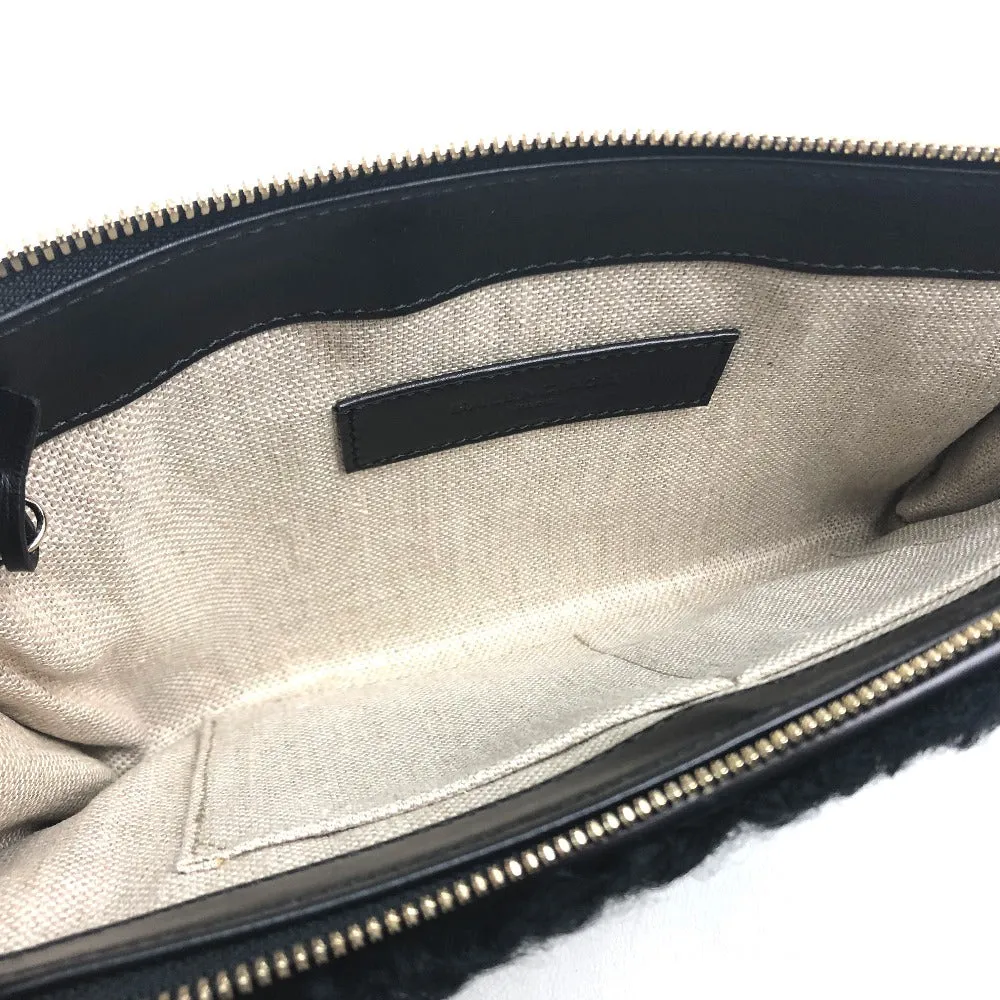 BALENCIAGA Clutch bag 347238 Mouton, Leather black logo Women