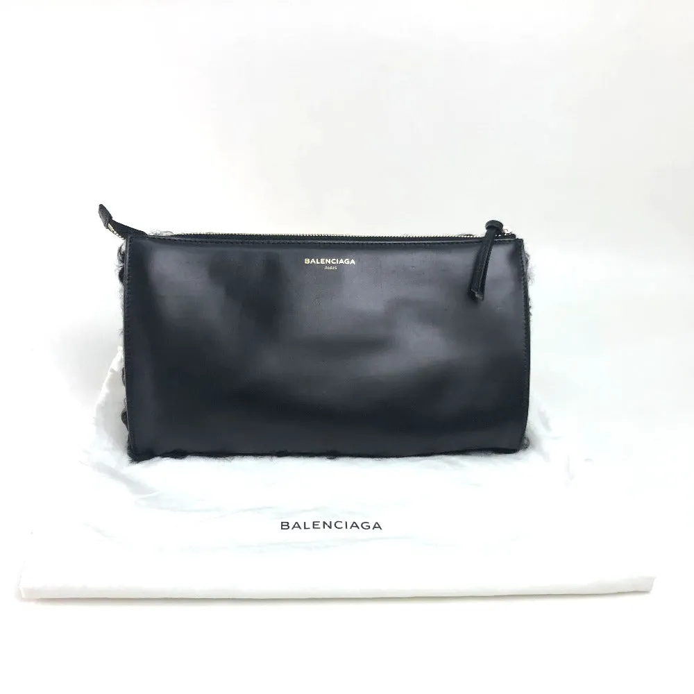 BALENCIAGA Clutch bag 347238 Mouton, Leather black logo Women