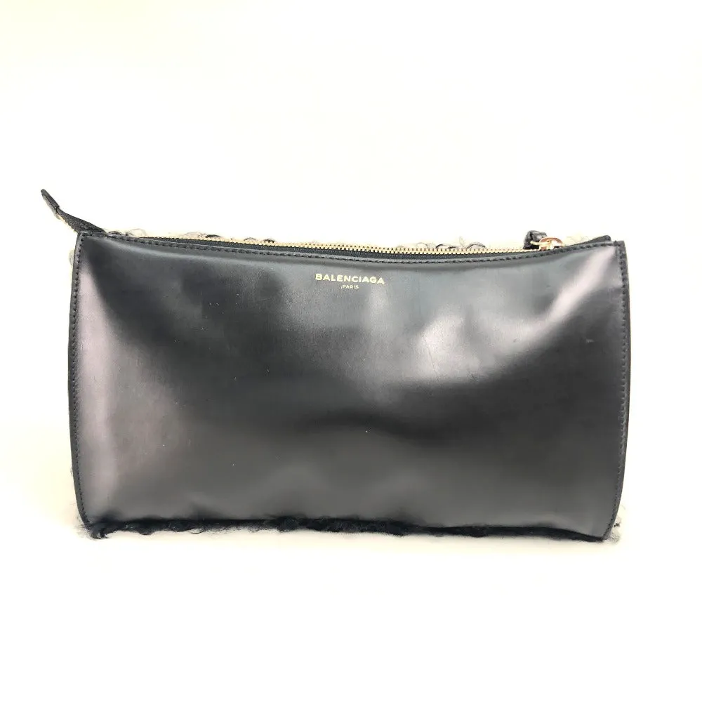 BALENCIAGA Clutch bag 347238 Mouton, Leather black logo Women