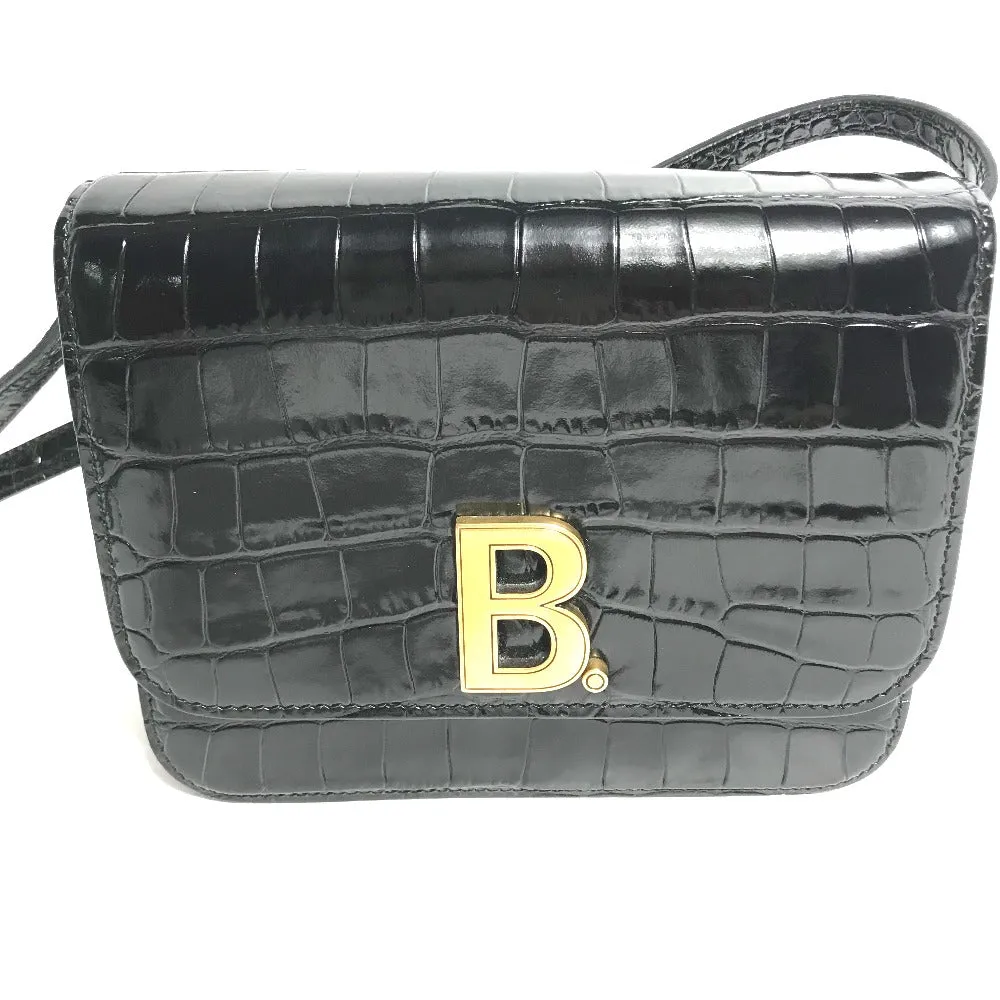 BALENCIAGA Shoulder Bag 592898 Embossed leather black 2WAY clutch bag pouch B logo quilting Women