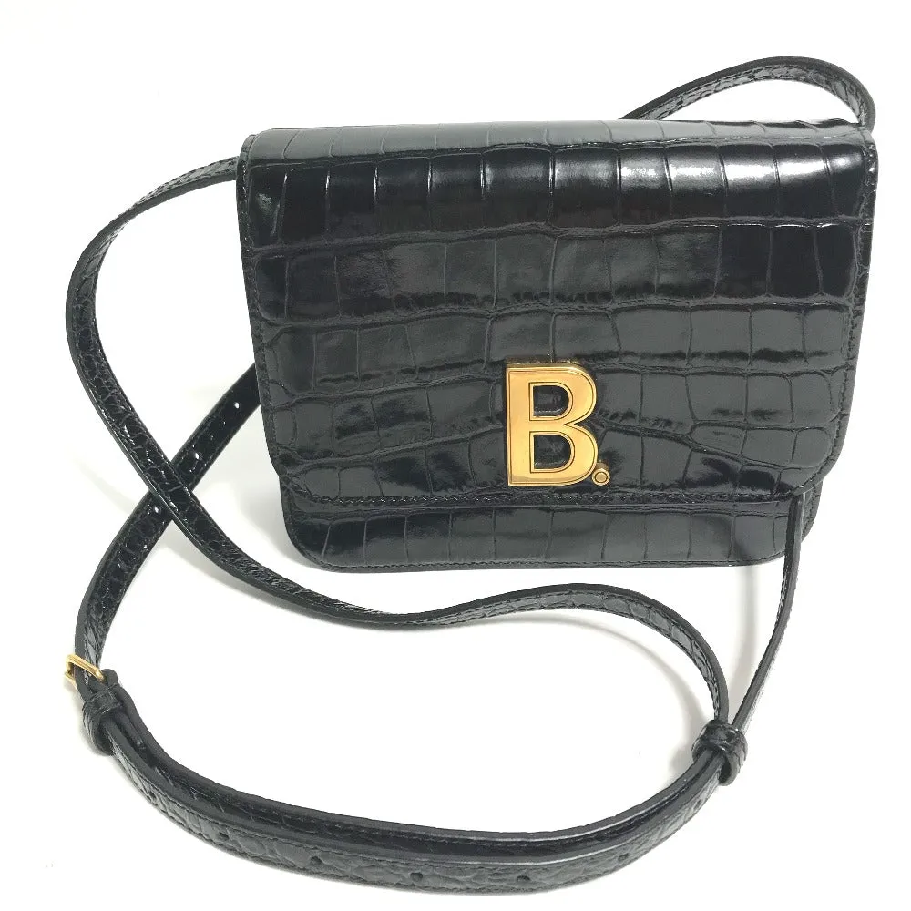 BALENCIAGA Shoulder Bag 592898 Embossed leather black 2WAY clutch bag pouch B logo quilting Women