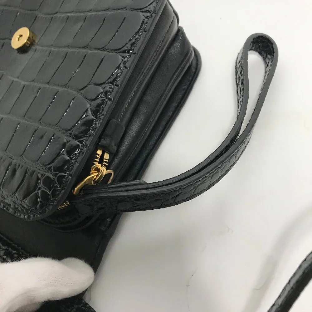 BALENCIAGA Shoulder Bag 592898 Embossed leather black 2WAY clutch bag pouch B logo quilting Women