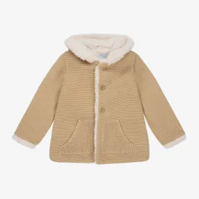 Beige Knit Fleece-Lined Coat