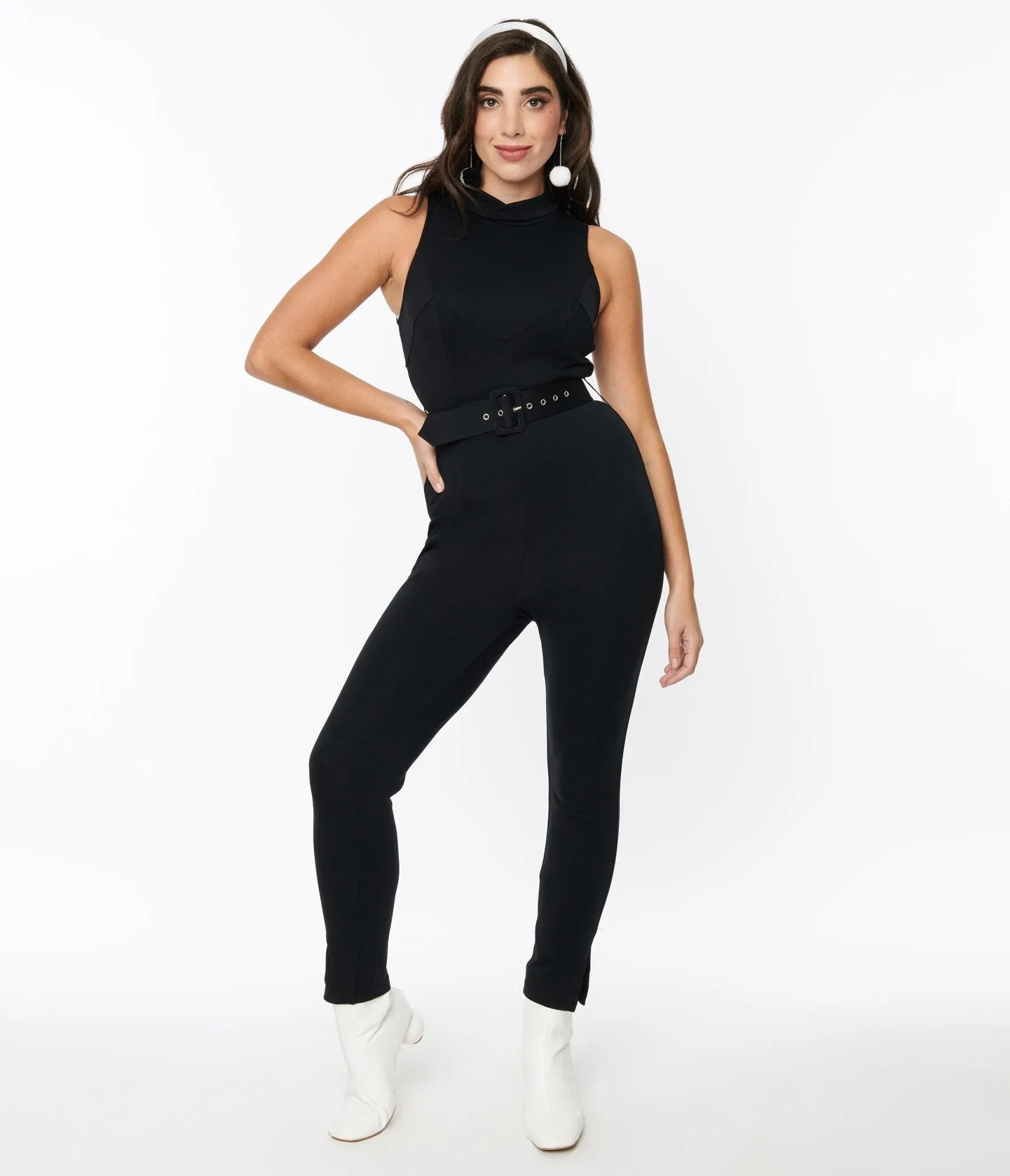 Black Knit Belted Celina Jumpsuit