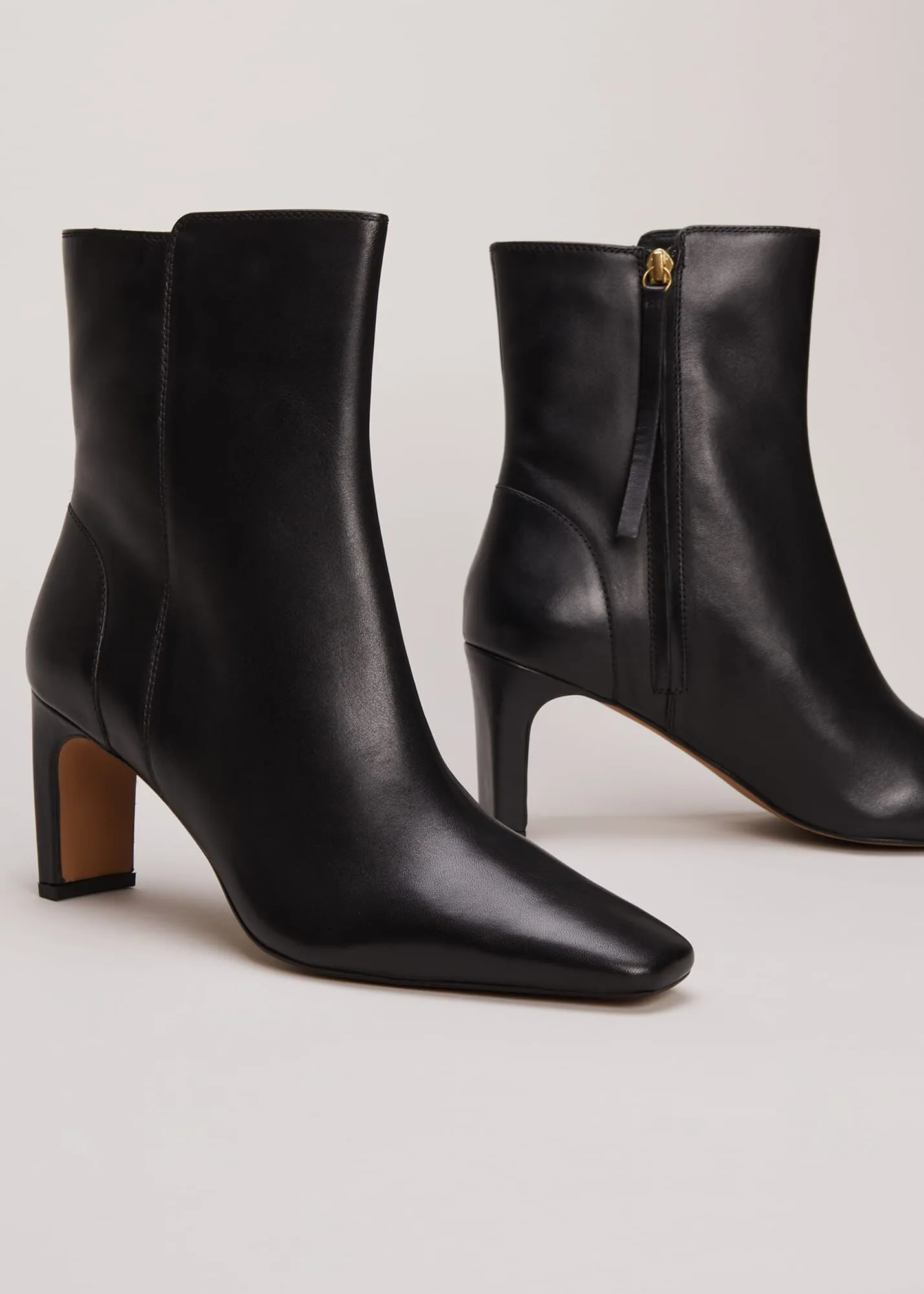 Black Leather Ankle Boots