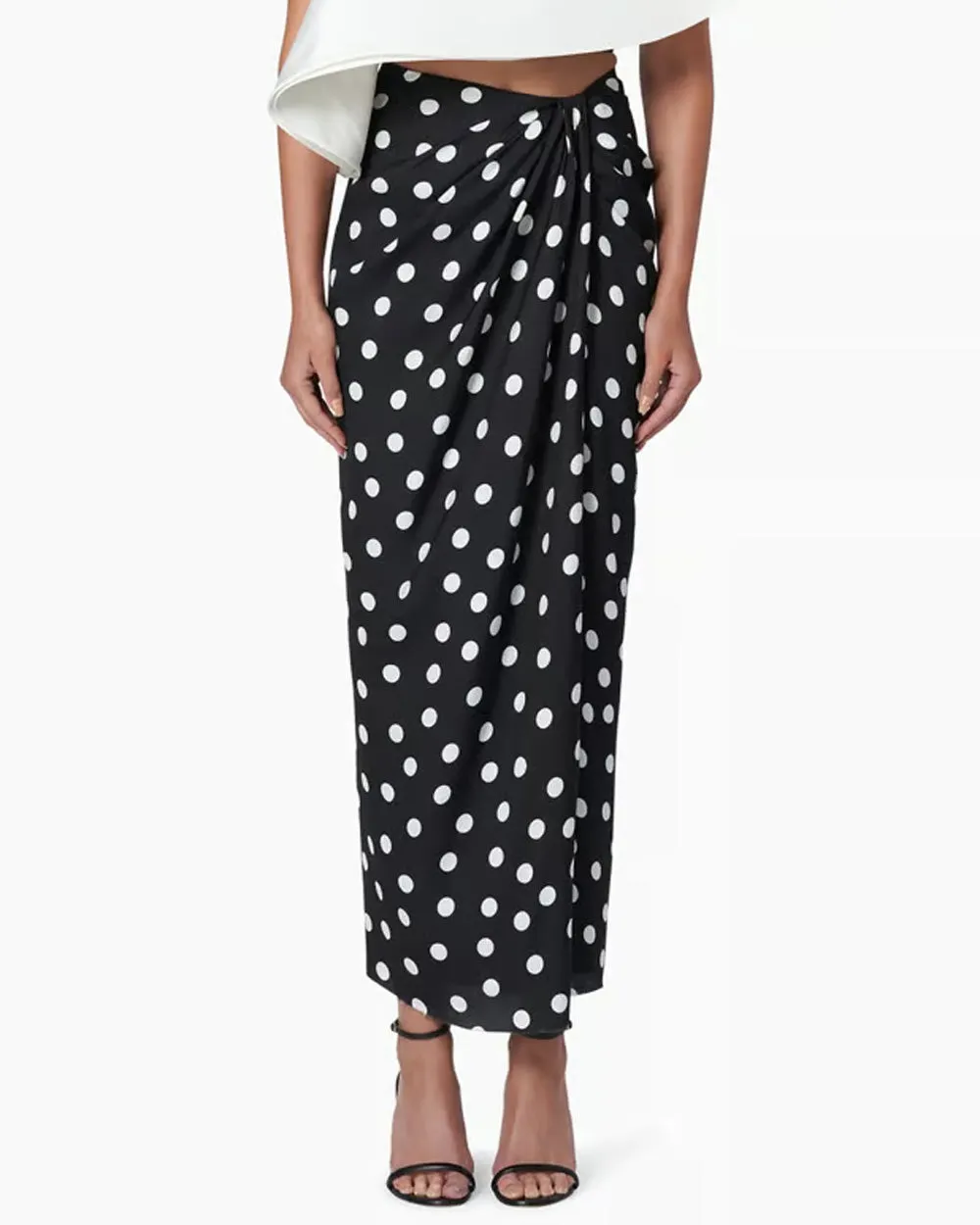 Black Polka Dot Sarong Wrap Skirt