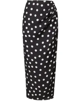 Black Polka Dot Sarong Wrap Skirt