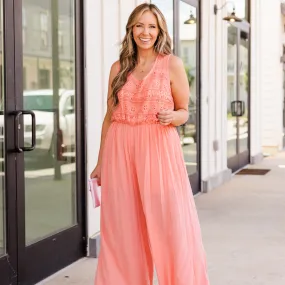 Boho In Lace Jumpsuit, Peach