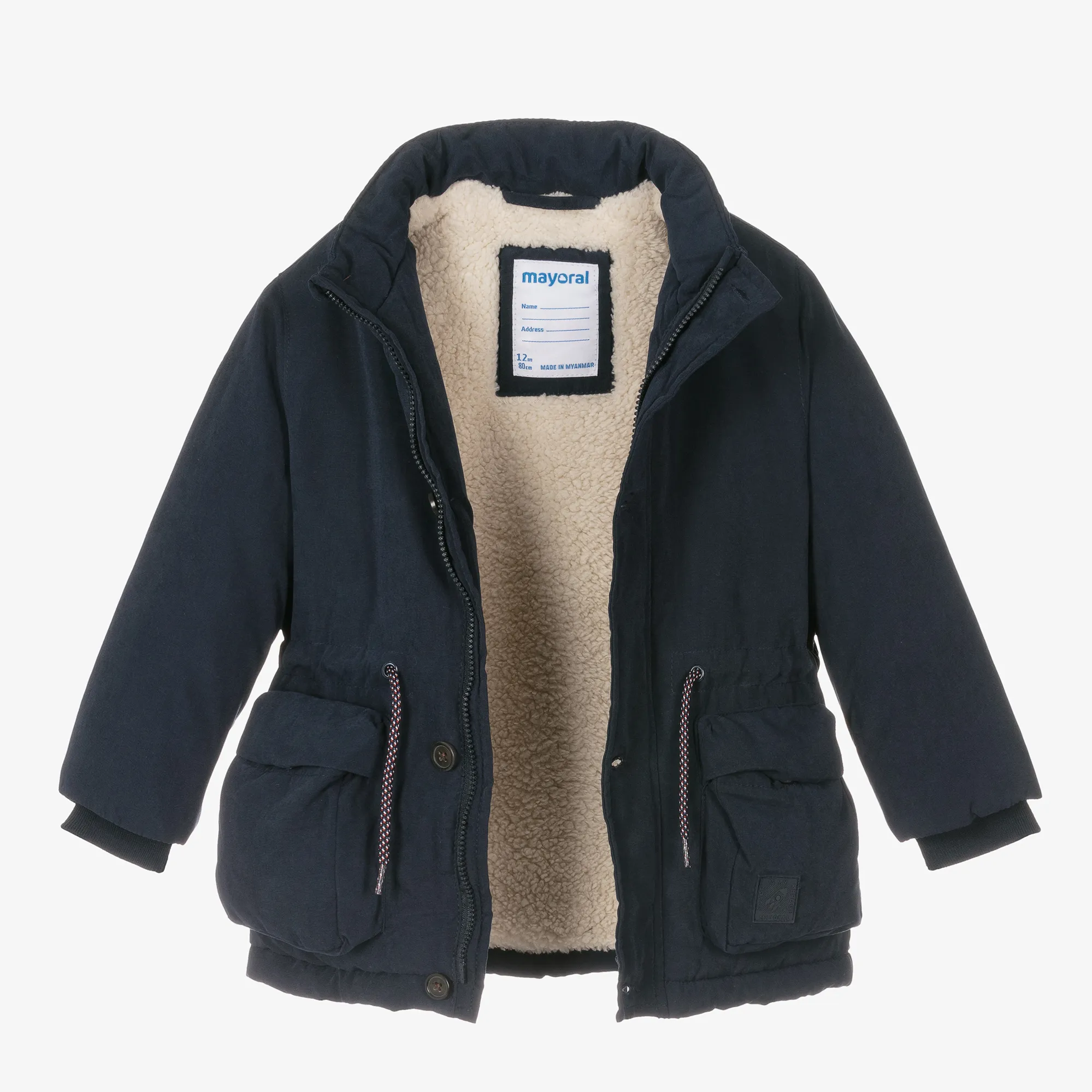 Boys Navy Blue Hooded Parka Coat