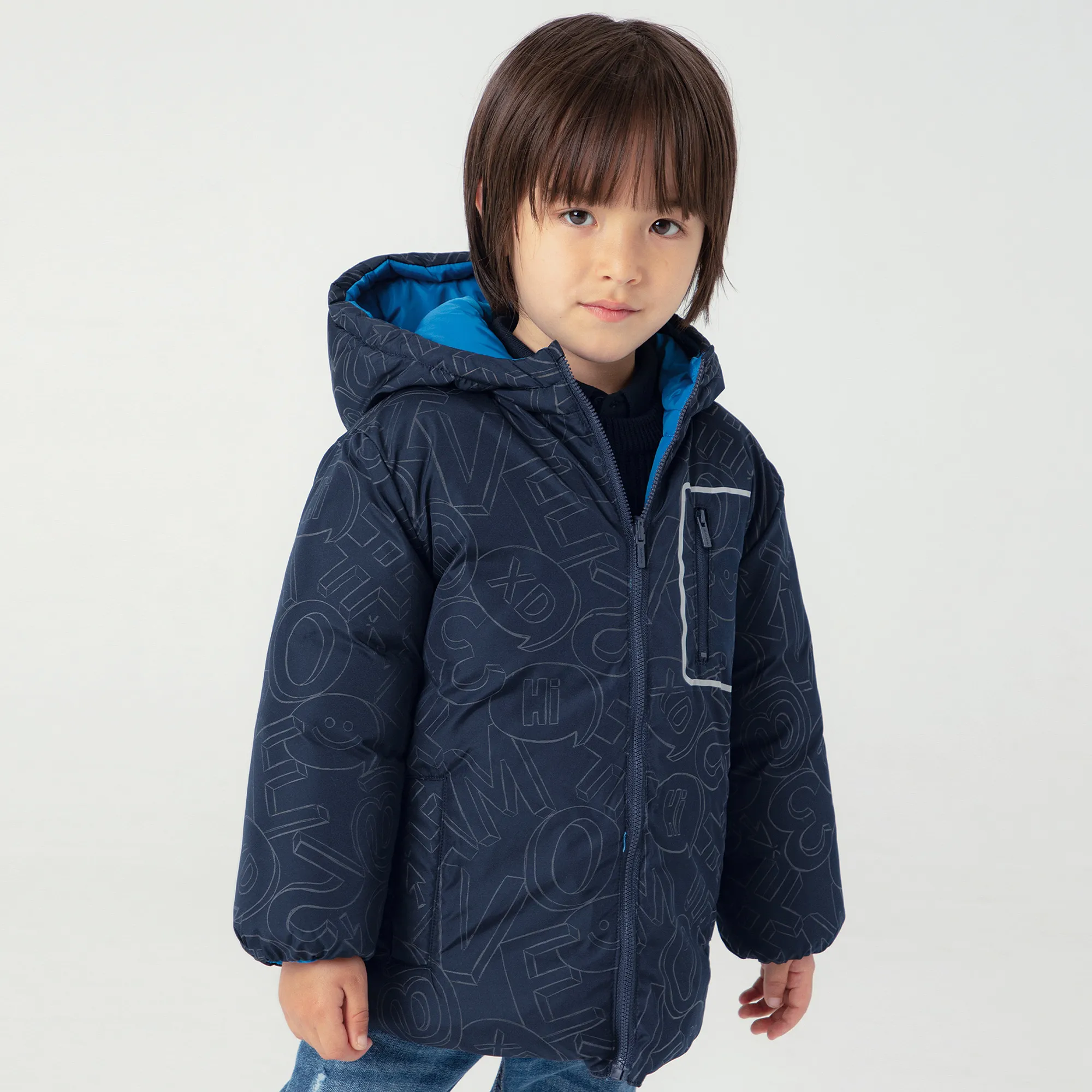 Boys Navy Blue Reversible Padded Coat