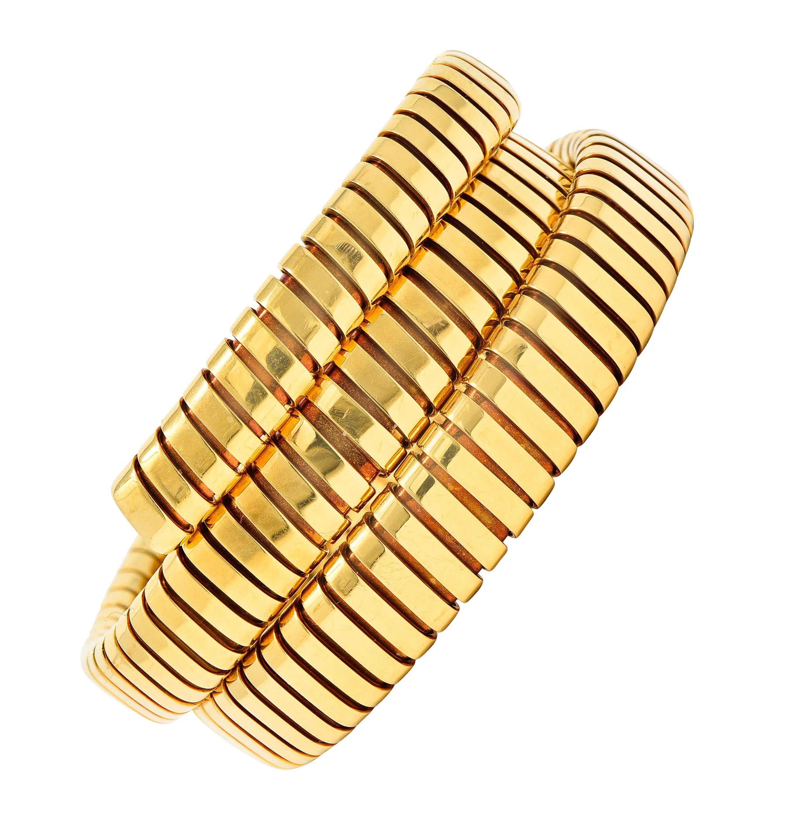 Bulgari 18 Karat Yellow Gold Flexible Tubogas Wrap Coil Bracelet