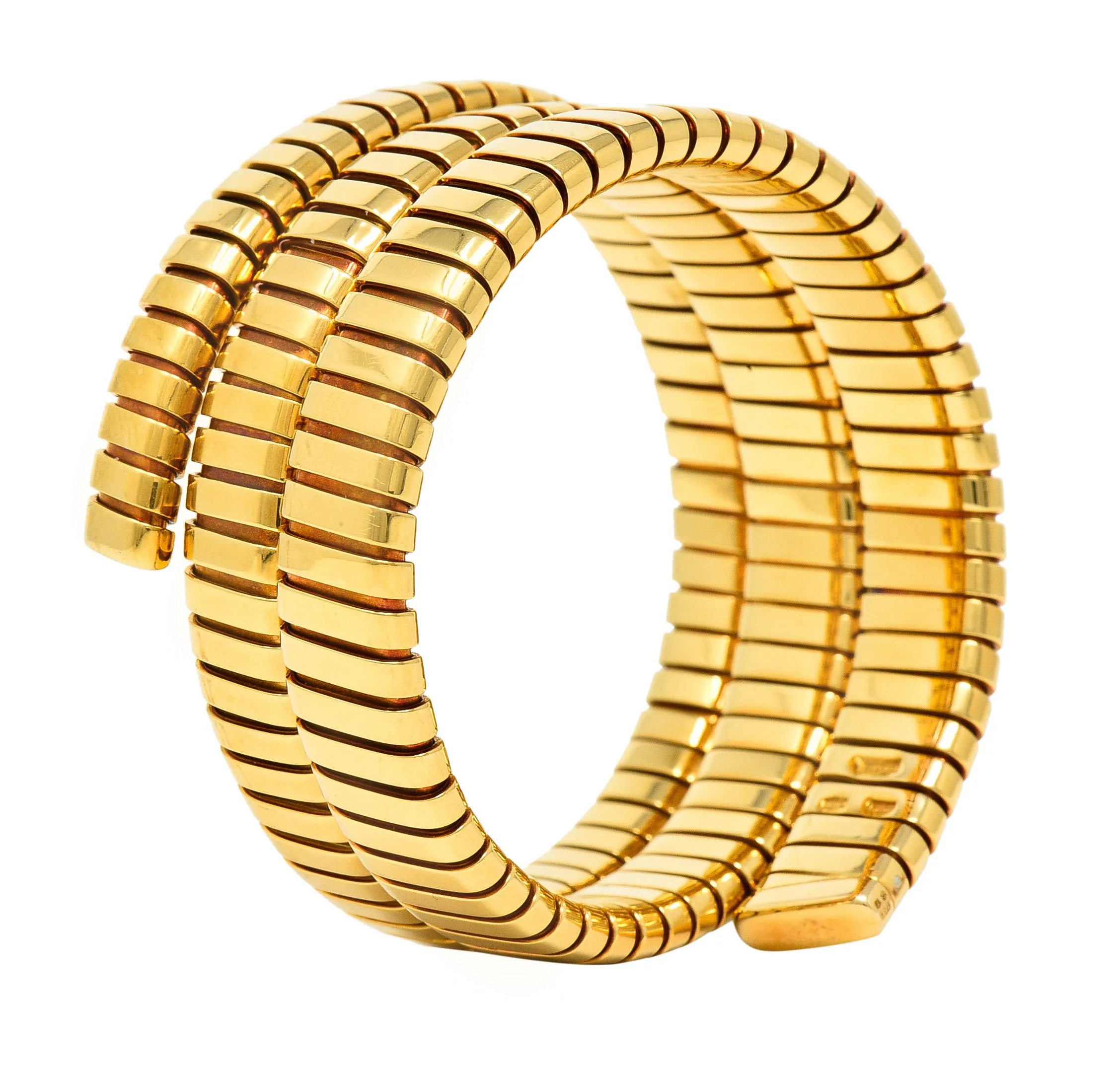 Bulgari 18 Karat Yellow Gold Flexible Tubogas Wrap Coil Bracelet