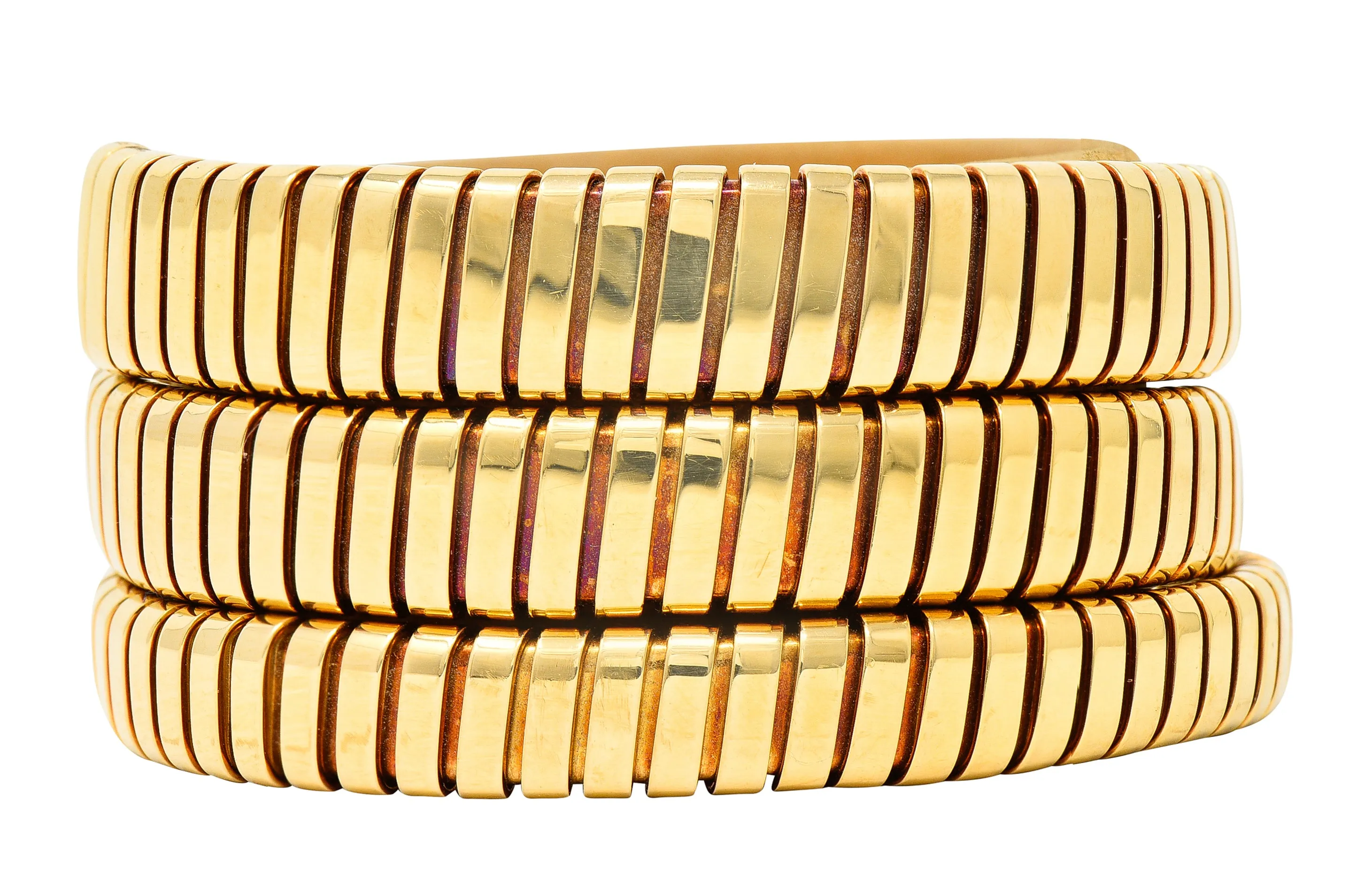 Bulgari 18 Karat Yellow Gold Flexible Tubogas Wrap Coil Bracelet