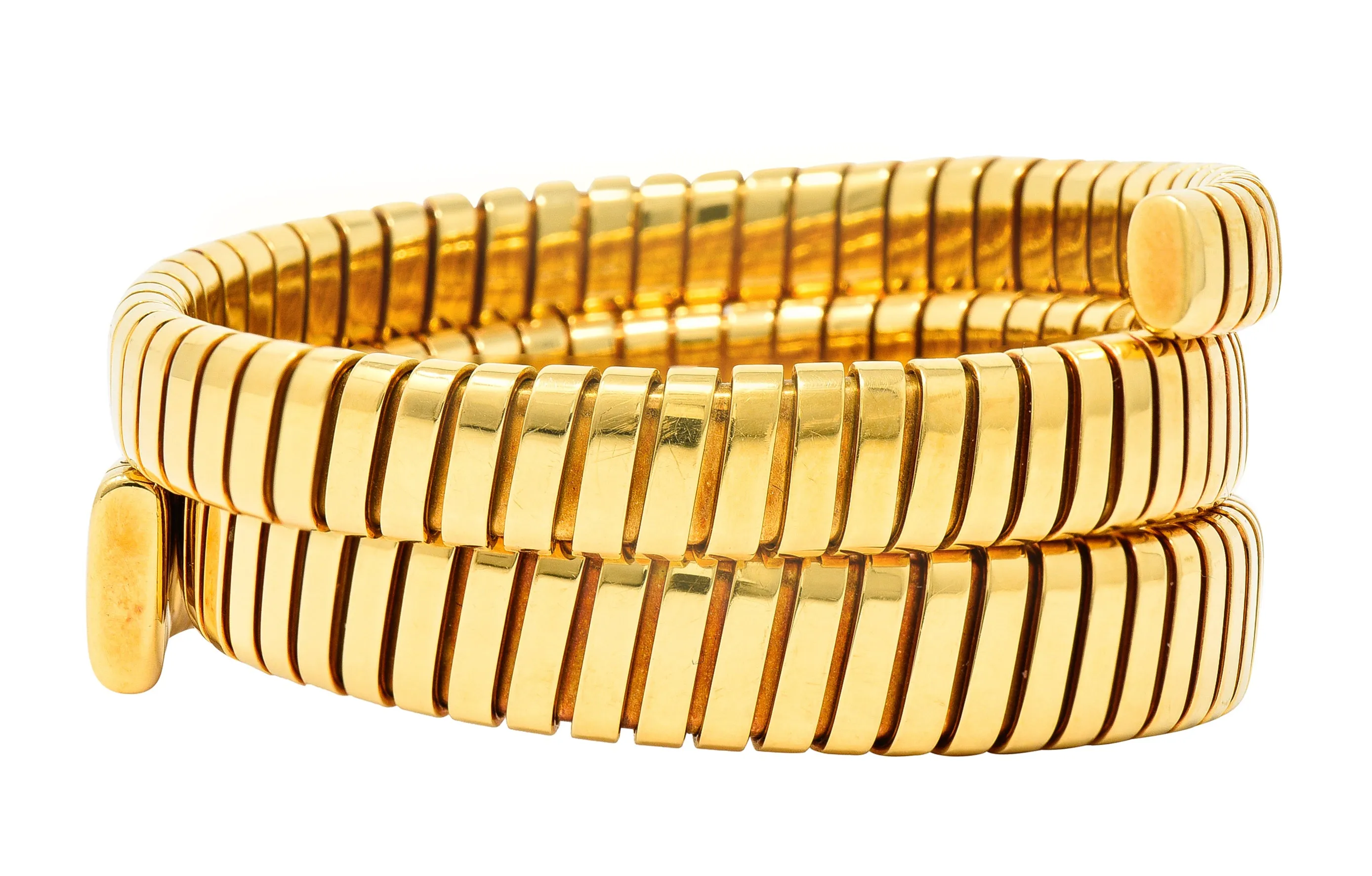 Bulgari 18 Karat Yellow Gold Flexible Tubogas Wrap Coil Bracelet