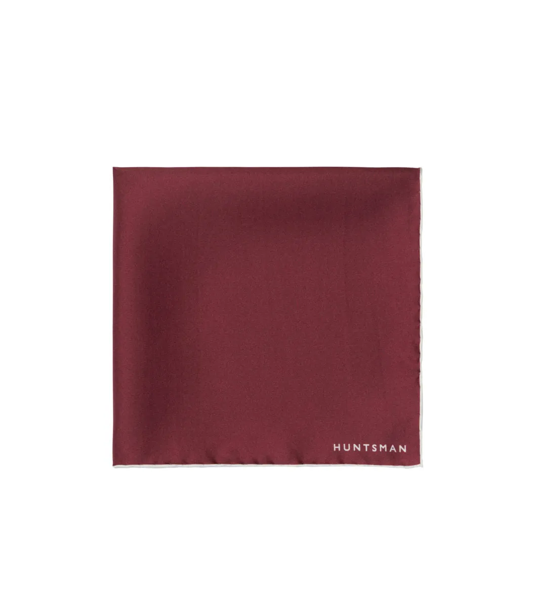 Burgundy/White Silk Pocket Square