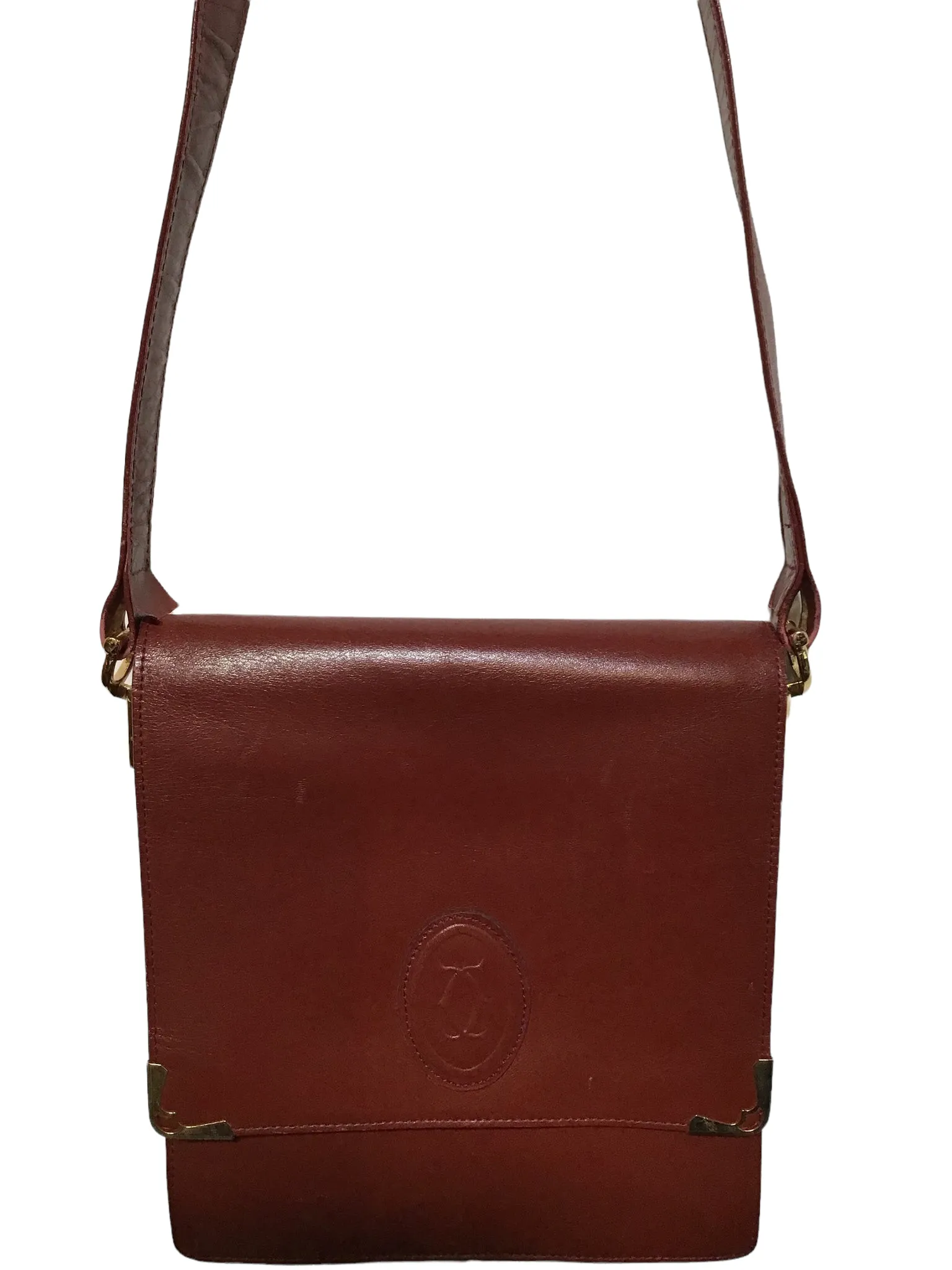 Cartier Leather Burgundy Satchel Bag