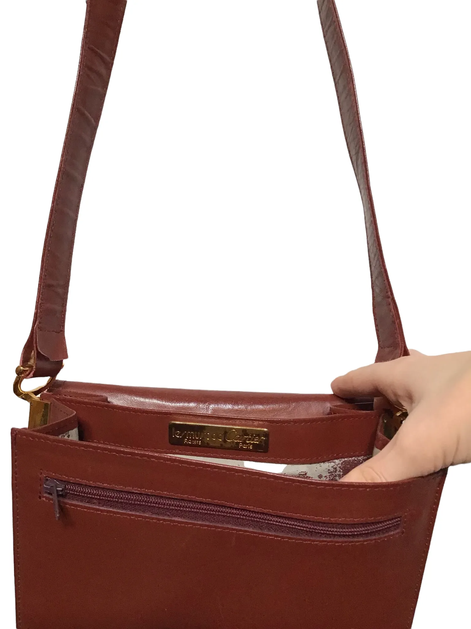 Cartier Leather Burgundy Satchel Bag