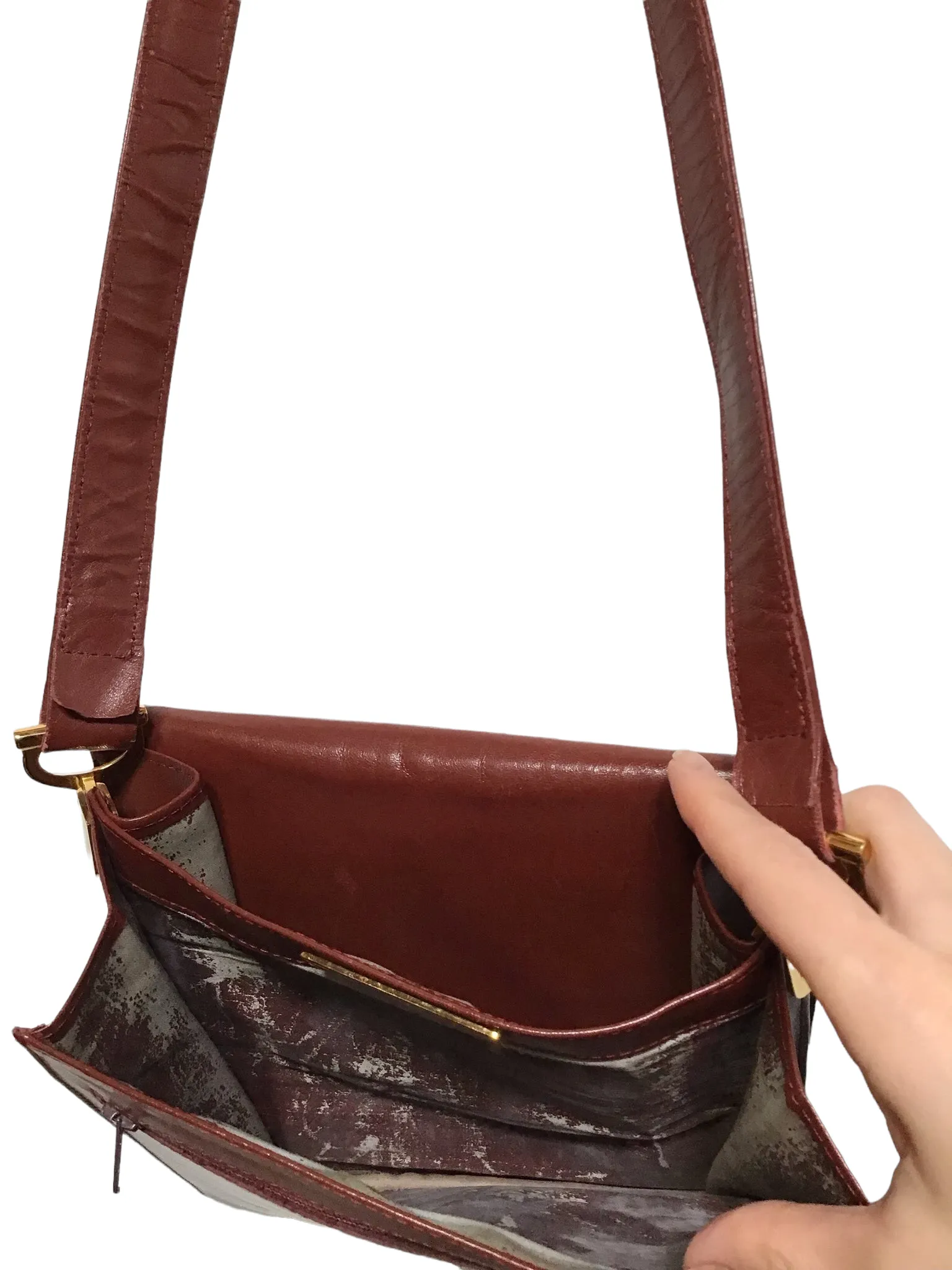 Cartier Leather Burgundy Satchel Bag