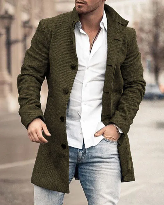 Collar Medium Long Pocket Casual Coat