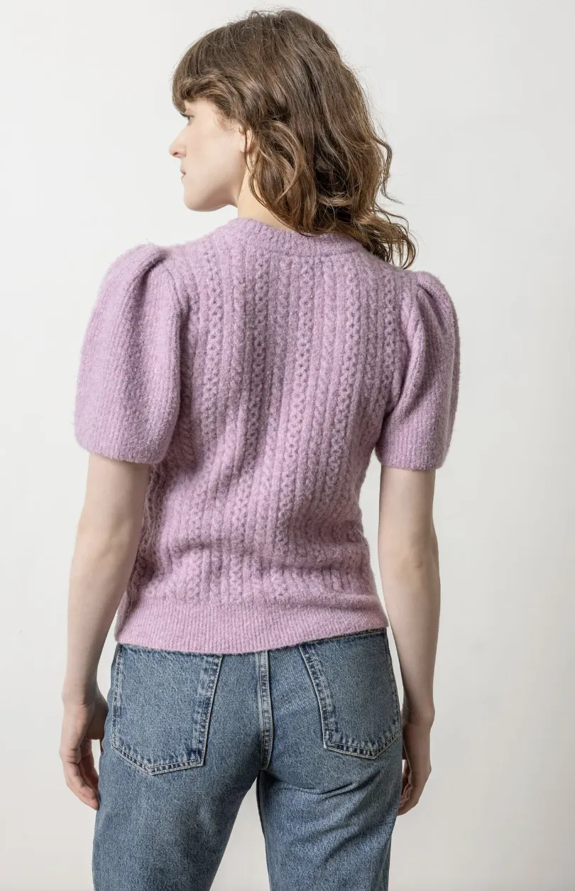 CREW NECK FLUTTER SLEEVE SWEATER