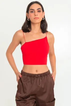 Crop top tirantes escote diagonal