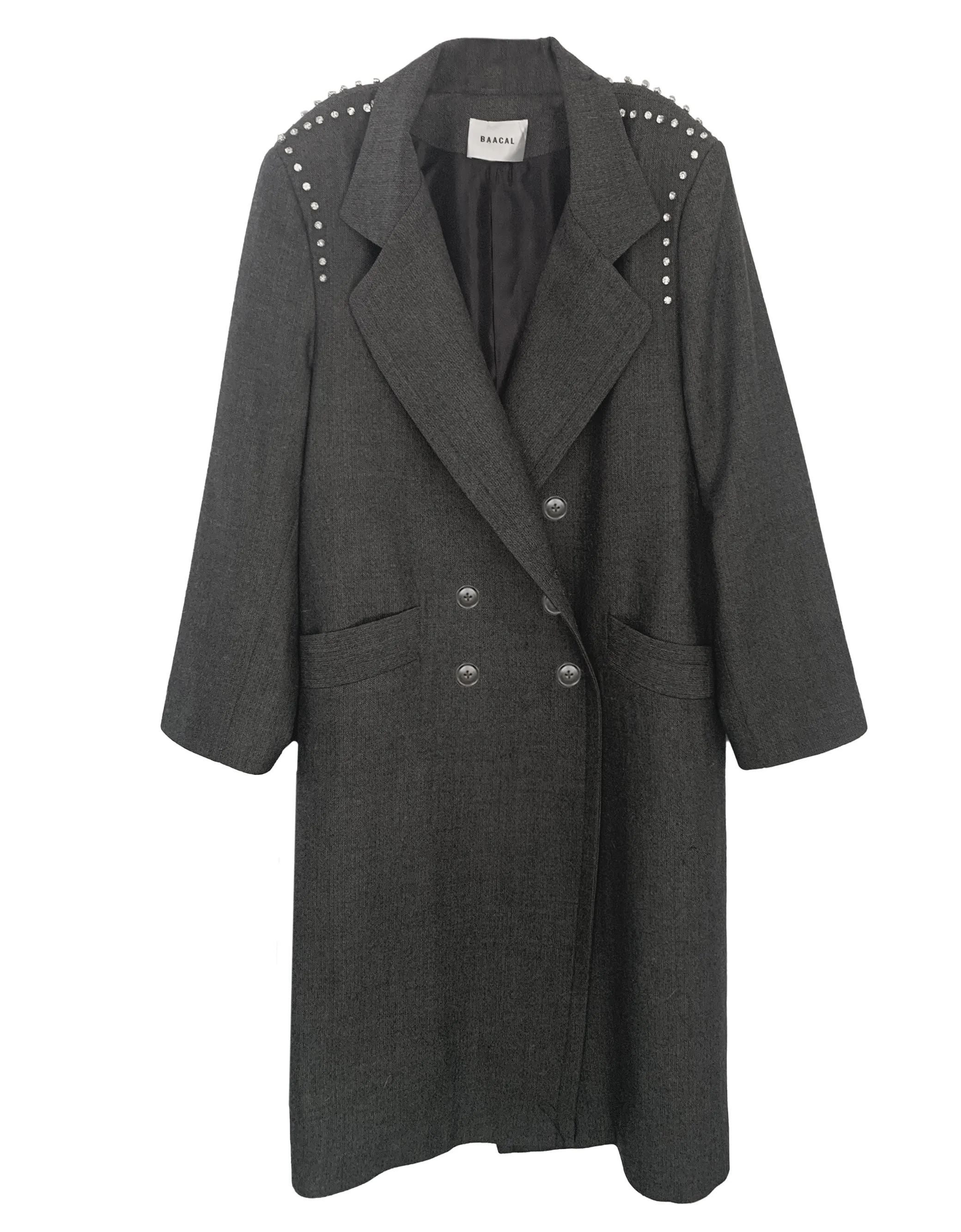 Crystal Double Breasted Car Coat- Herringbone