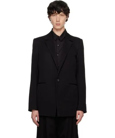 DEVOA Black Horn-Button Blazer