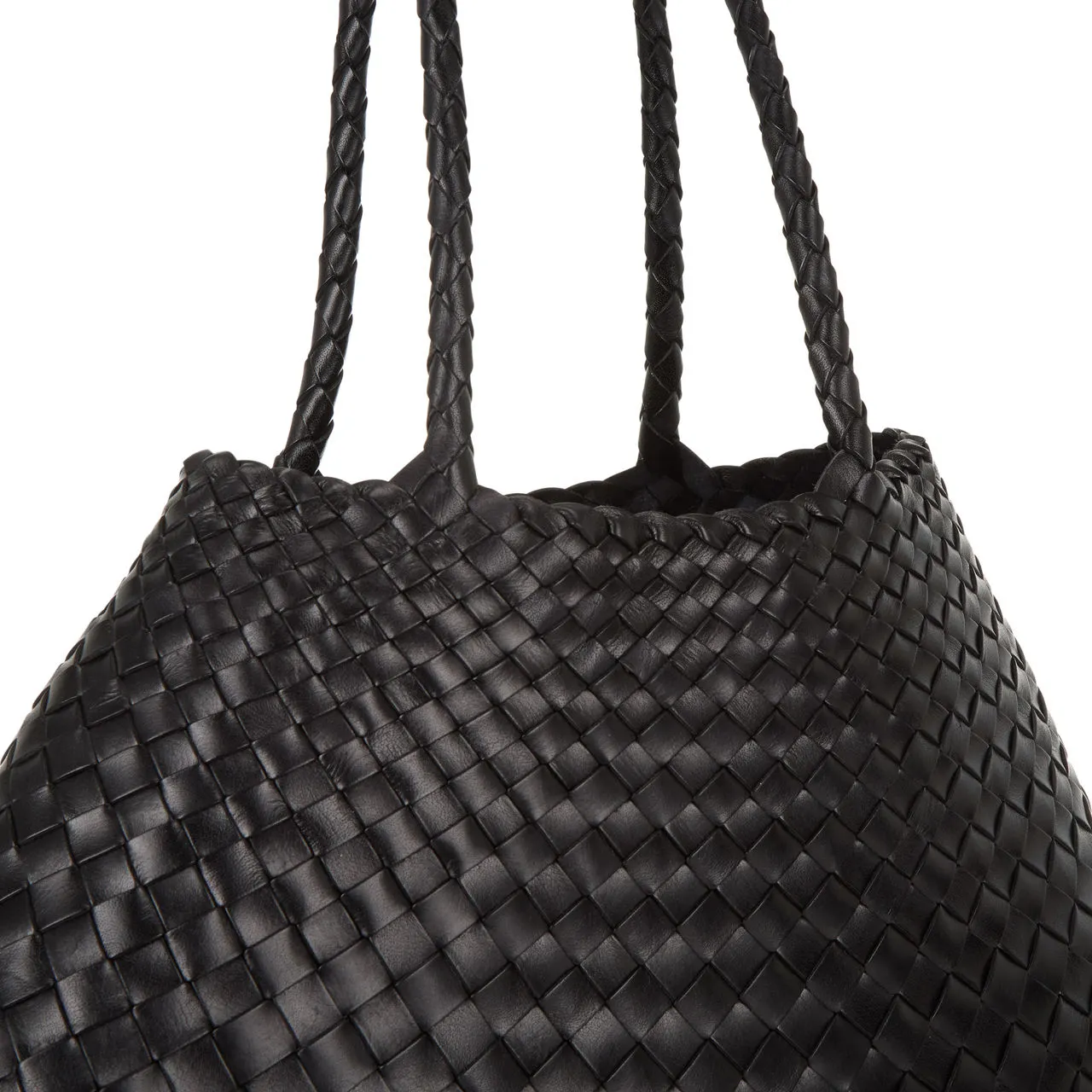 DRAGON DIFFUSION Santa Croce Woven Leather Tote Bag - Black