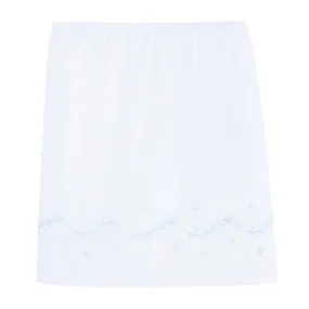 Embroidered Crib Skirt- Sky