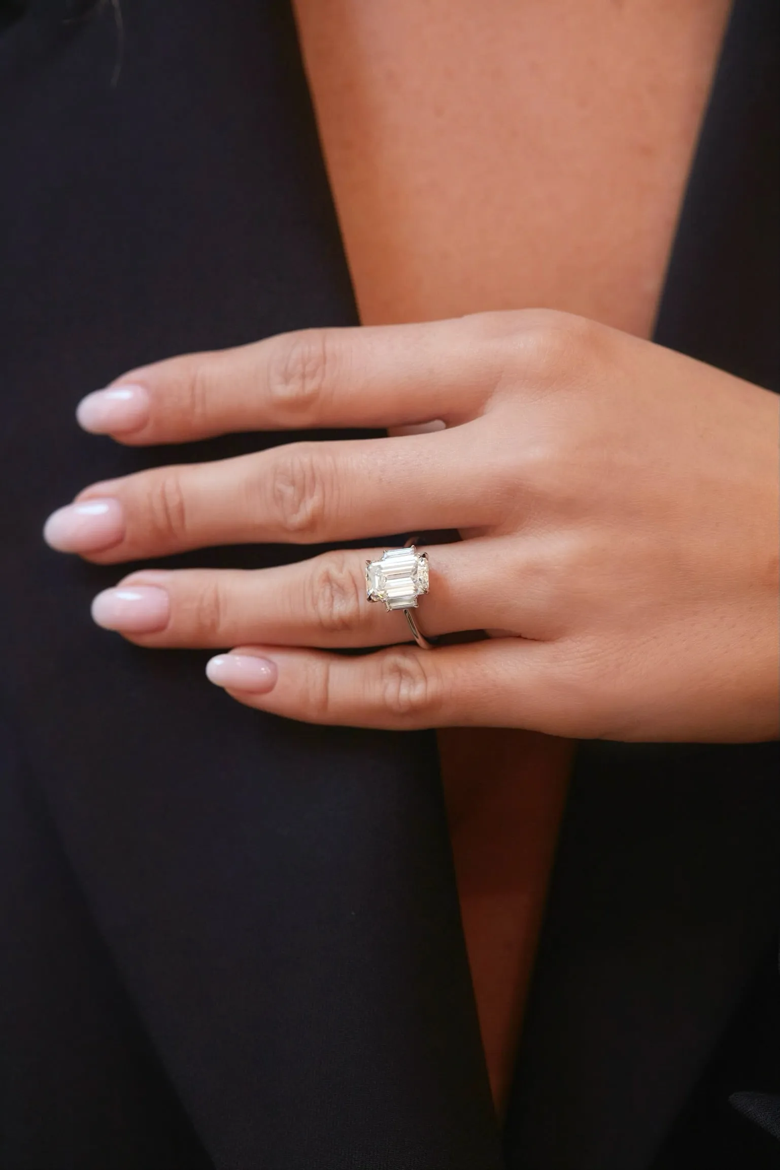 Emerald Cut Engagement Ring with Traps