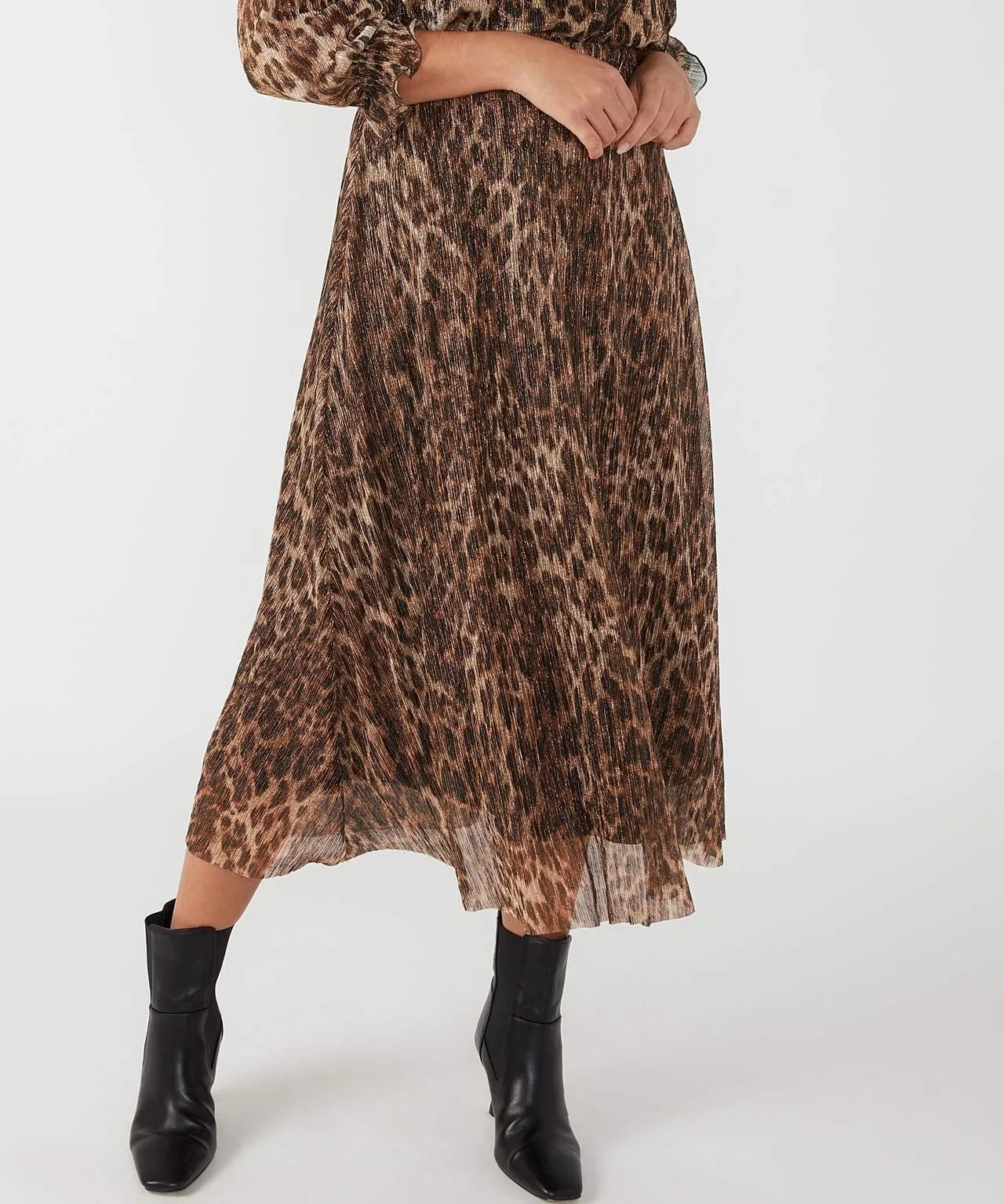 First Avenue Metallic Animal Print Skirt