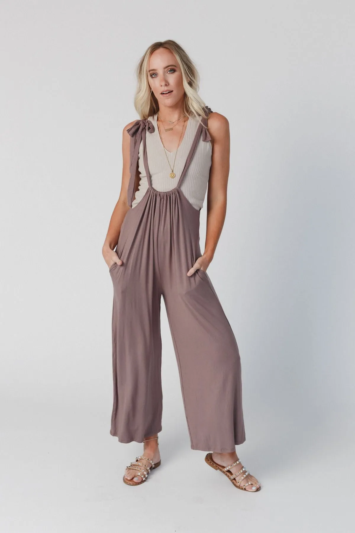 Forever Relaxed Gathered Jumpsuit - Mocha