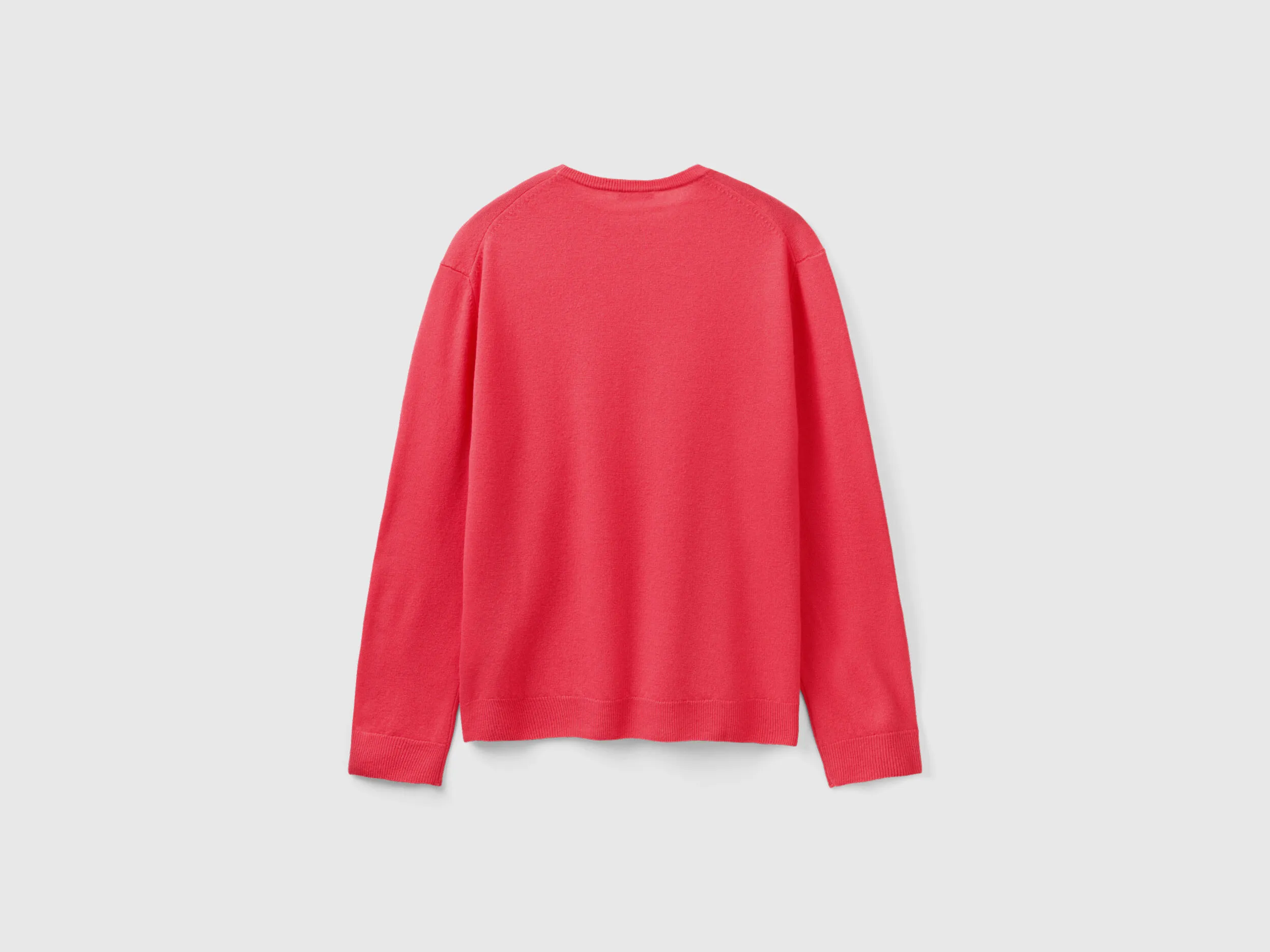 Fuchsia crew neck sweater in pure Merino wool - Fuchsia | Benetton