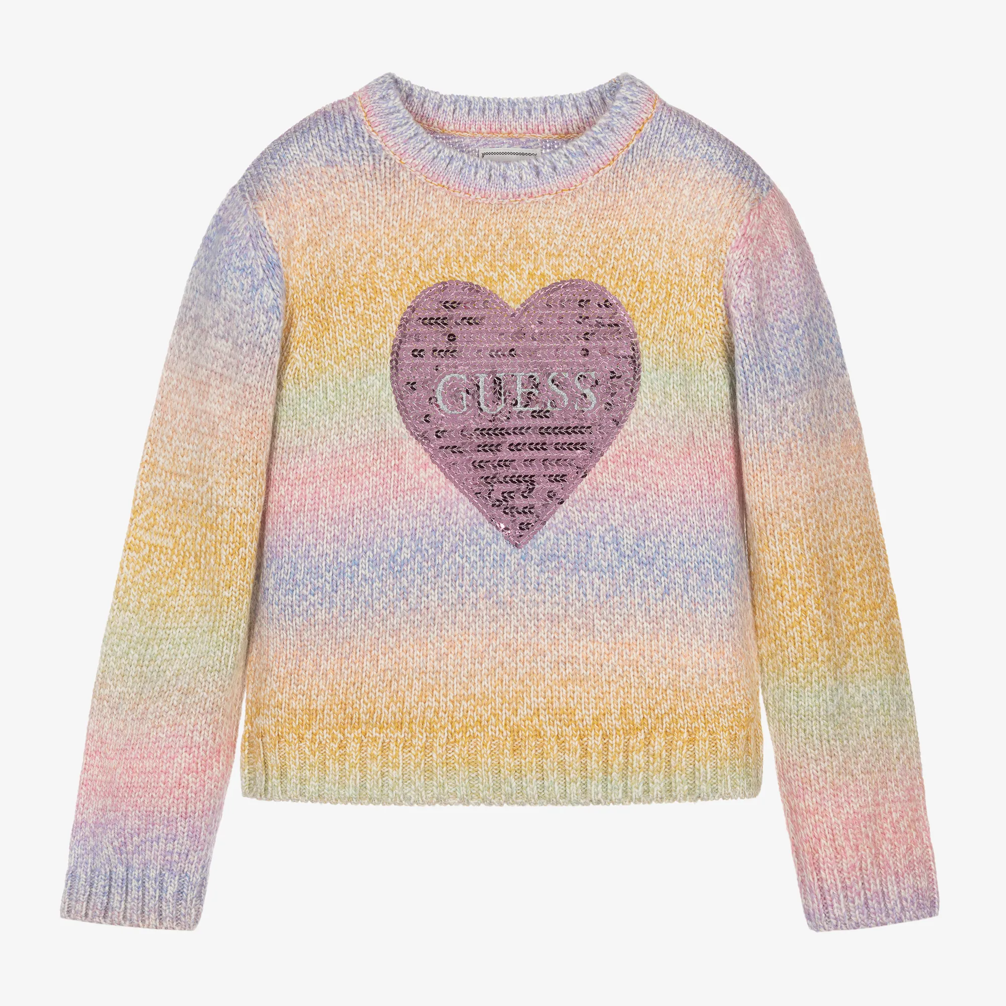 Girls Pink Rainbow Stripe Sweater