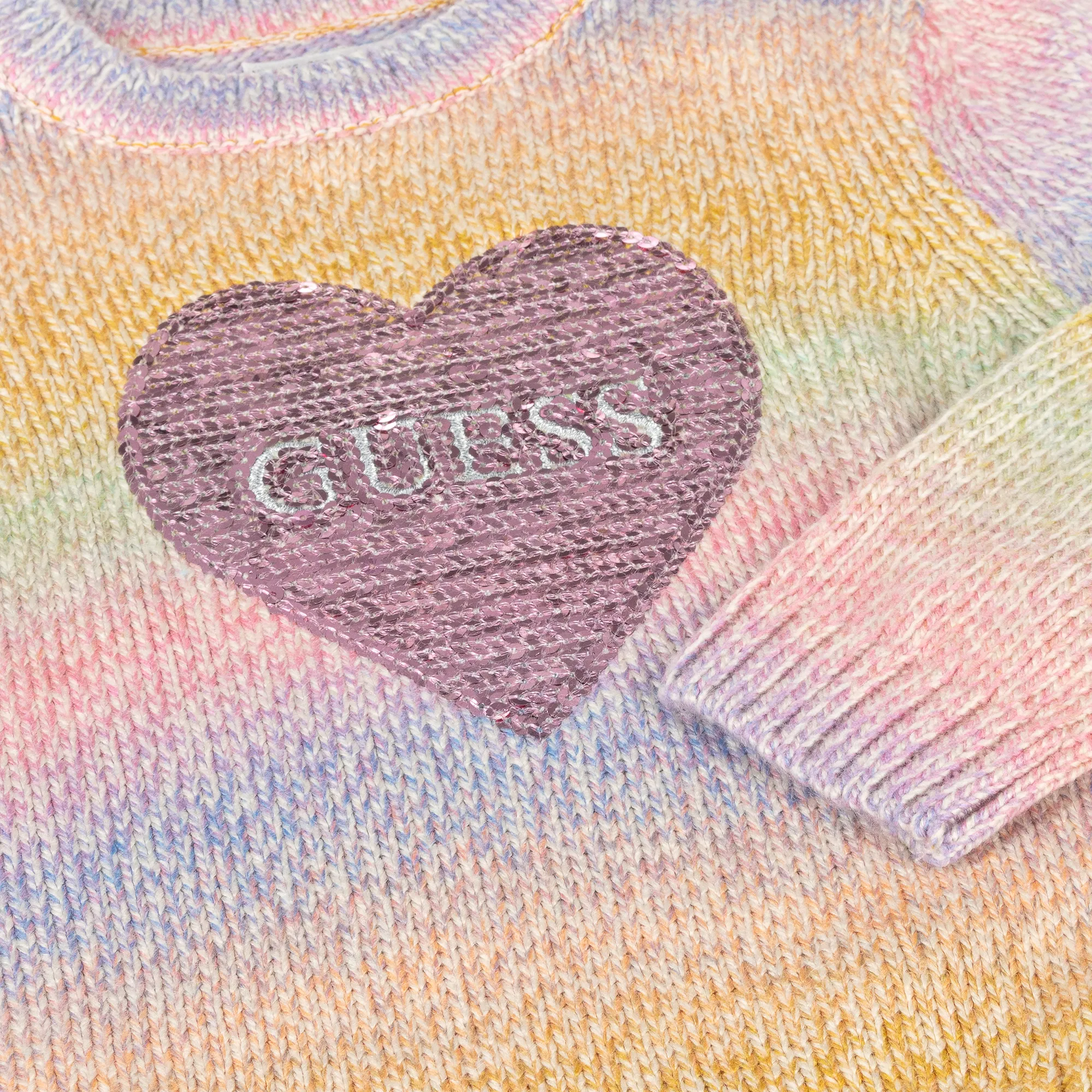 Girls Pink Rainbow Stripe Sweater