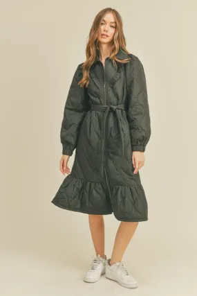 Halo & Hazard Marlo Ruffled Quilted Coat