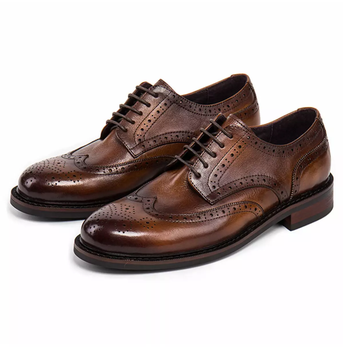 Handmade Men's Black Leather Wingtip Oxfords