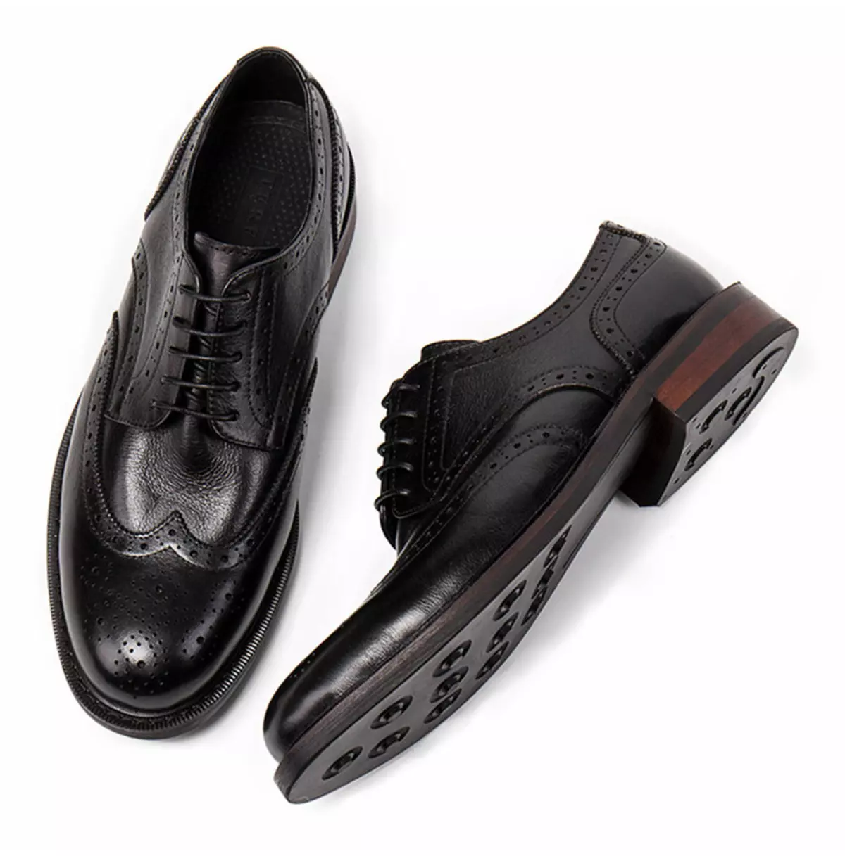 Handmade Men's Black Leather Wingtip Oxfords